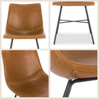 POLY & BARK Paxton Leather Dining Chairs – Set of 2 Modern Dining Room Chairs with Low Back – Faux Leather Upholstery and Matte Black Steel Base – Comfortable Seating for Stylish Interiors – Tan