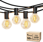 50FT LED G40 Globe String Lights, Shatterproof Outdoor Patio String Lights with 50+2 Dimmable Edison Bulbs, 50 Backyard Hanging Bistro Light Waterproof for Balcony Party Wedding Market Cafe