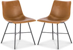 POLY & BARK Paxton Leather Dining Chairs – Set of 2 Modern Dining Room Chairs with Low Back – Faux Leather Upholstery and Matte Black Steel Base – Comfortable Seating for Stylish Interiors – Tan