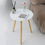 round Side Table, Small Accent Table Nightstand Modern End Table for Living Room Bedroom Office Small Spaces, 15.7''Dia X 19.69''H (White)