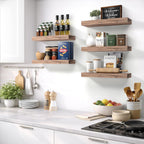 Floating Shelves for Wall – 16 Inch Floating Shelf for Kitchen, Bedroom, Living Room, Bathroom, Home & Wall Decor - Mounted Bathroom Shelves with Invisible Brackets (Mahogany, 3 Pack)