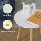 round Side Table, Small Accent Table Nightstand Modern End Table for Living Room Bedroom Office Small Spaces, 15.7''Dia X 19.69''H (White)