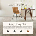 POLY & BARK Paxton Leather Dining Chairs – Set of 2 Modern Dining Room Chairs with Low Back – Faux Leather Upholstery and Matte Black Steel Base – Comfortable Seating for Stylish Interiors – Tan