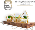 Floating Shelves for Wall – 16 Inch Floating Shelf for Kitchen, Bedroom, Living Room, Bathroom, Home & Wall Decor - Mounted Bathroom Shelves with Invisible Brackets (Mahogany, 3 Pack)